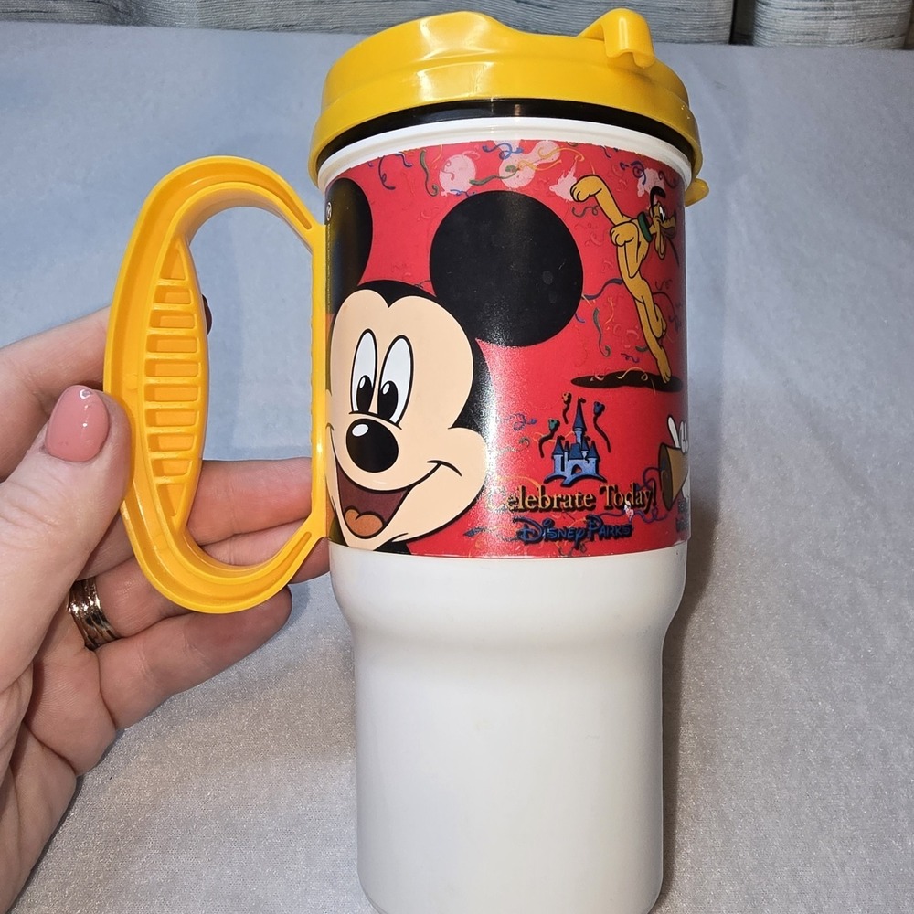 Vintage 2009 Disney Parks Refillable Travel Mug Mickey Mouse Souvenir Plastic...